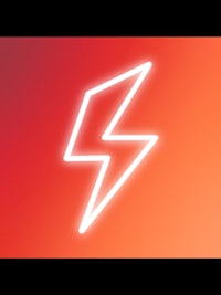 a lightning bolt on a red and orange background